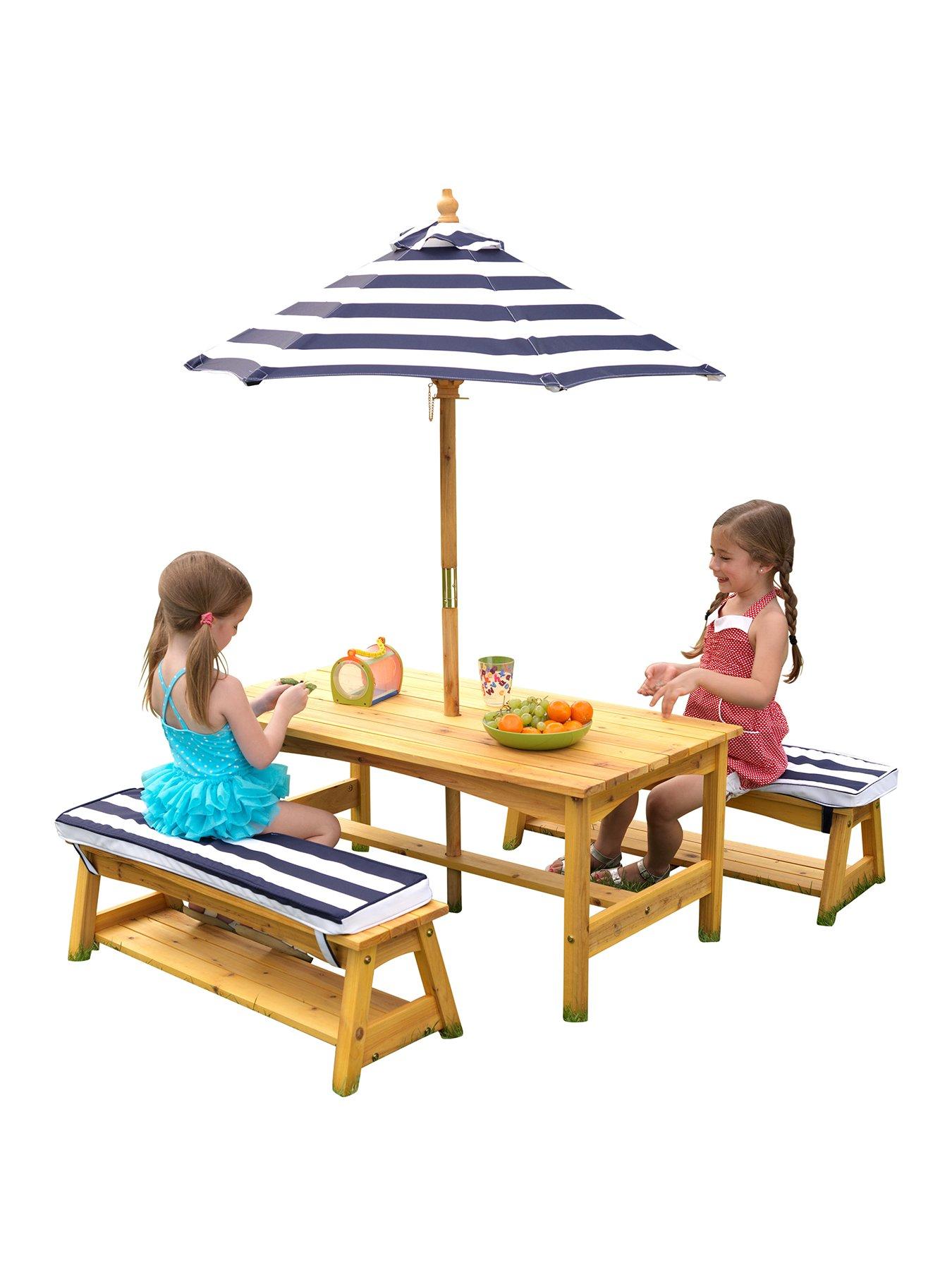 Kidkraft Outdoor Picnic Table & Bench Set with Cushions & Umbrella