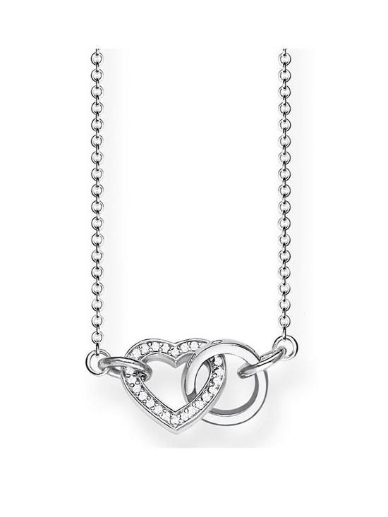 front image of thomas-sabo-sterling-silver-cubic-zirconia-together-forever-heart-link-necklace