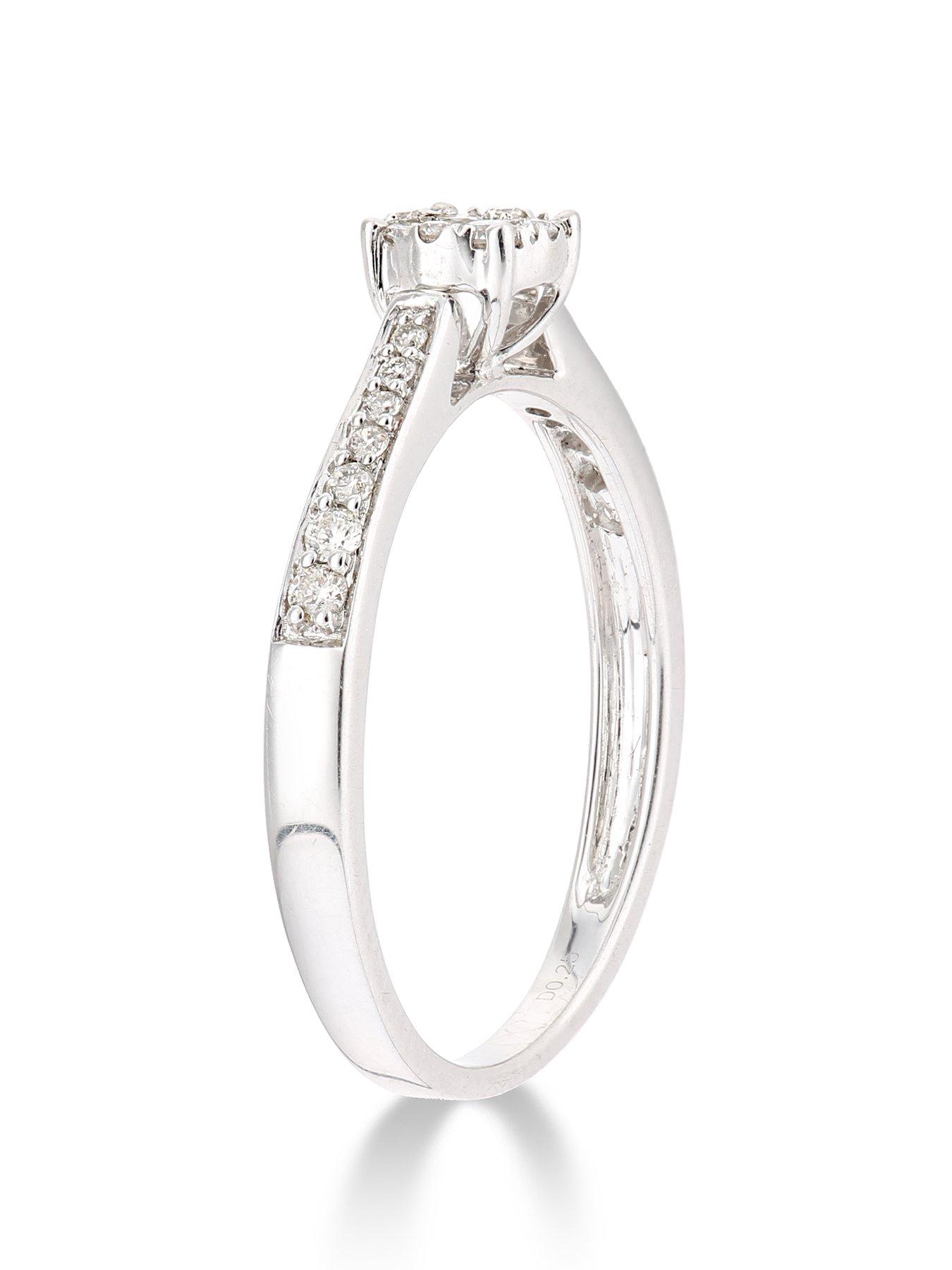 Image 2 of 5 of Love DIAMOND 9ct&nbsp;White Gold 25 Points of Diamonds Ring with Stone Set Shoulders