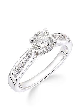 love diamond 18ct white gold claw set 70 point diamond ring with diamond set shoulders