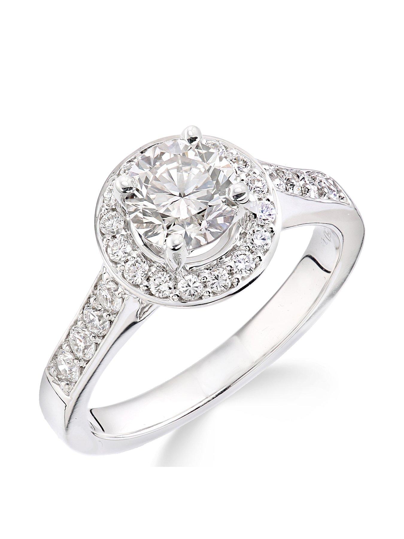 Jewellery & watches 18ct White Gold Millgrain Edge 70 Point Diamond Round Halo Ring
