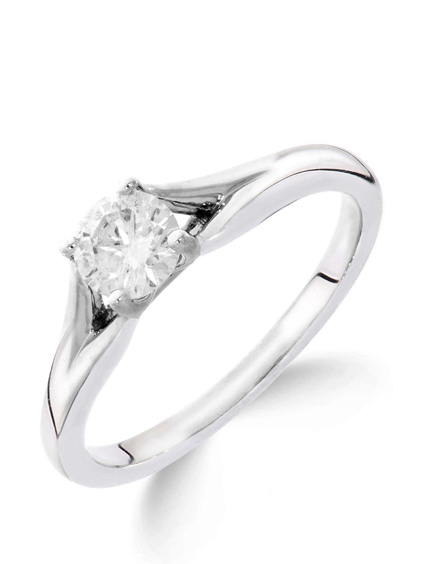 undefined 9ct White Gold 1/4 Carat Diamond Solitaire with Tapered Shoulders Ring