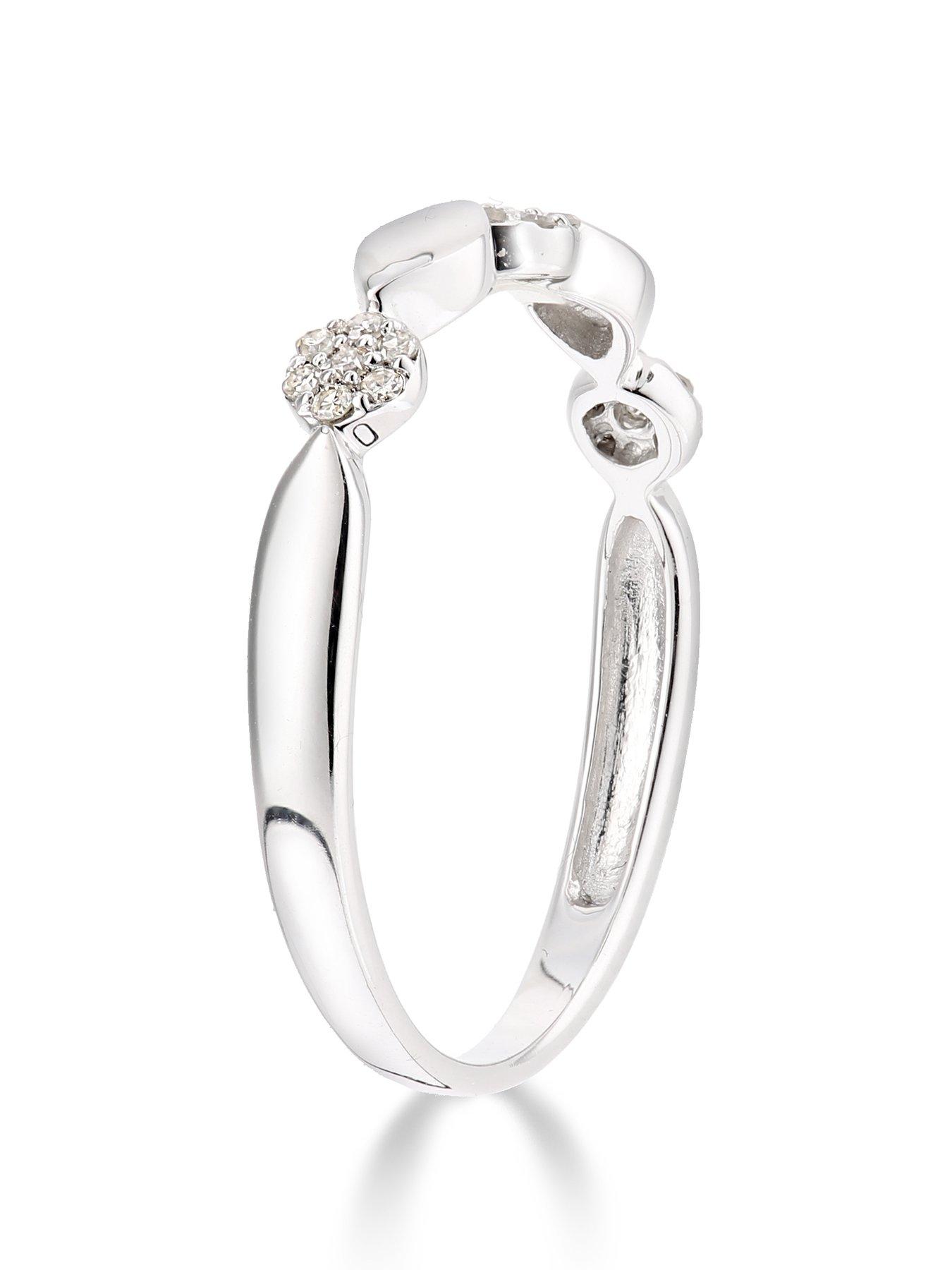  9ct White Gold 10 Point Diamond Commitment Ring