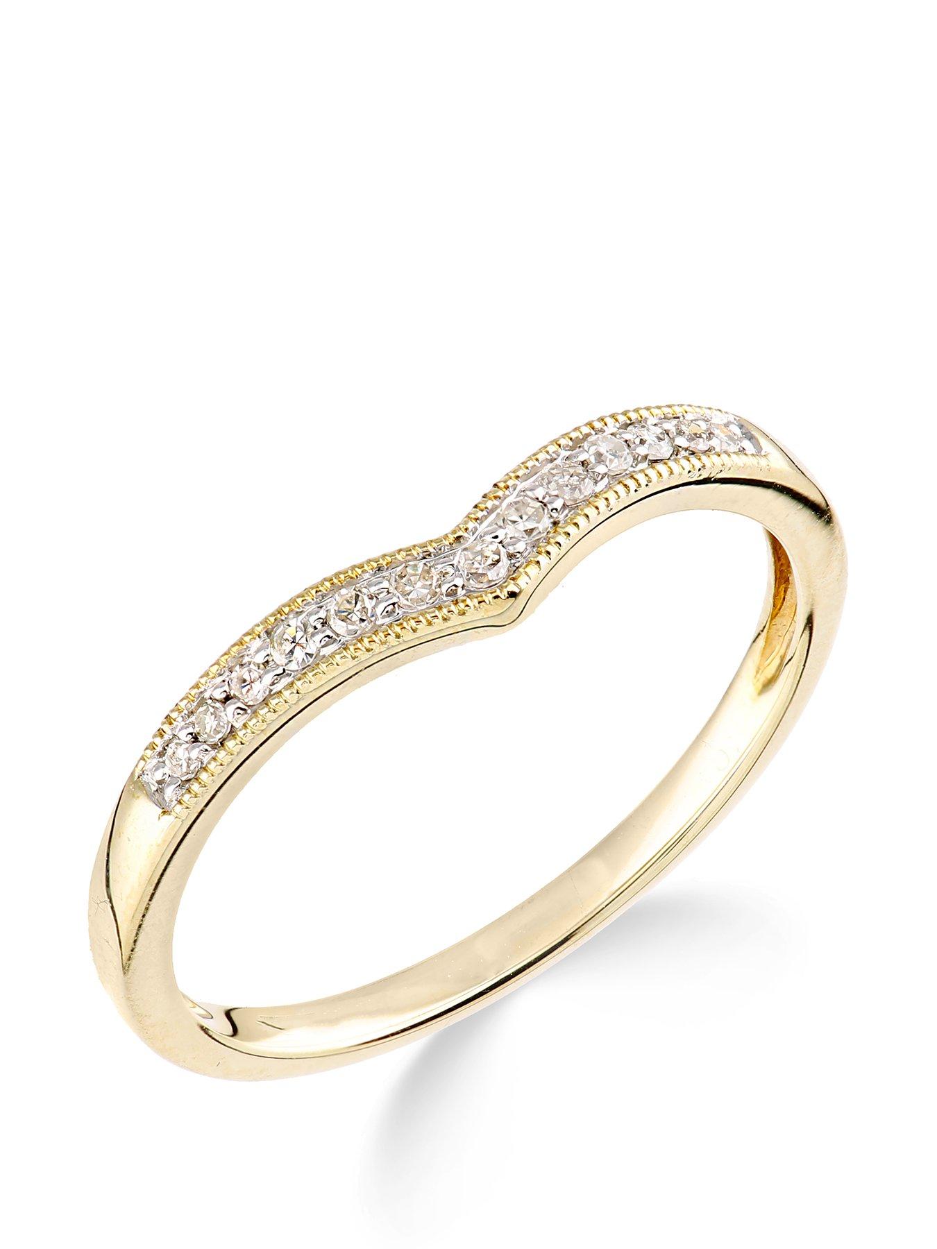 Product photograph of Love Diamond 9ct Yellow Gold Diamond Set Wish Bone Ring from very.co.uk