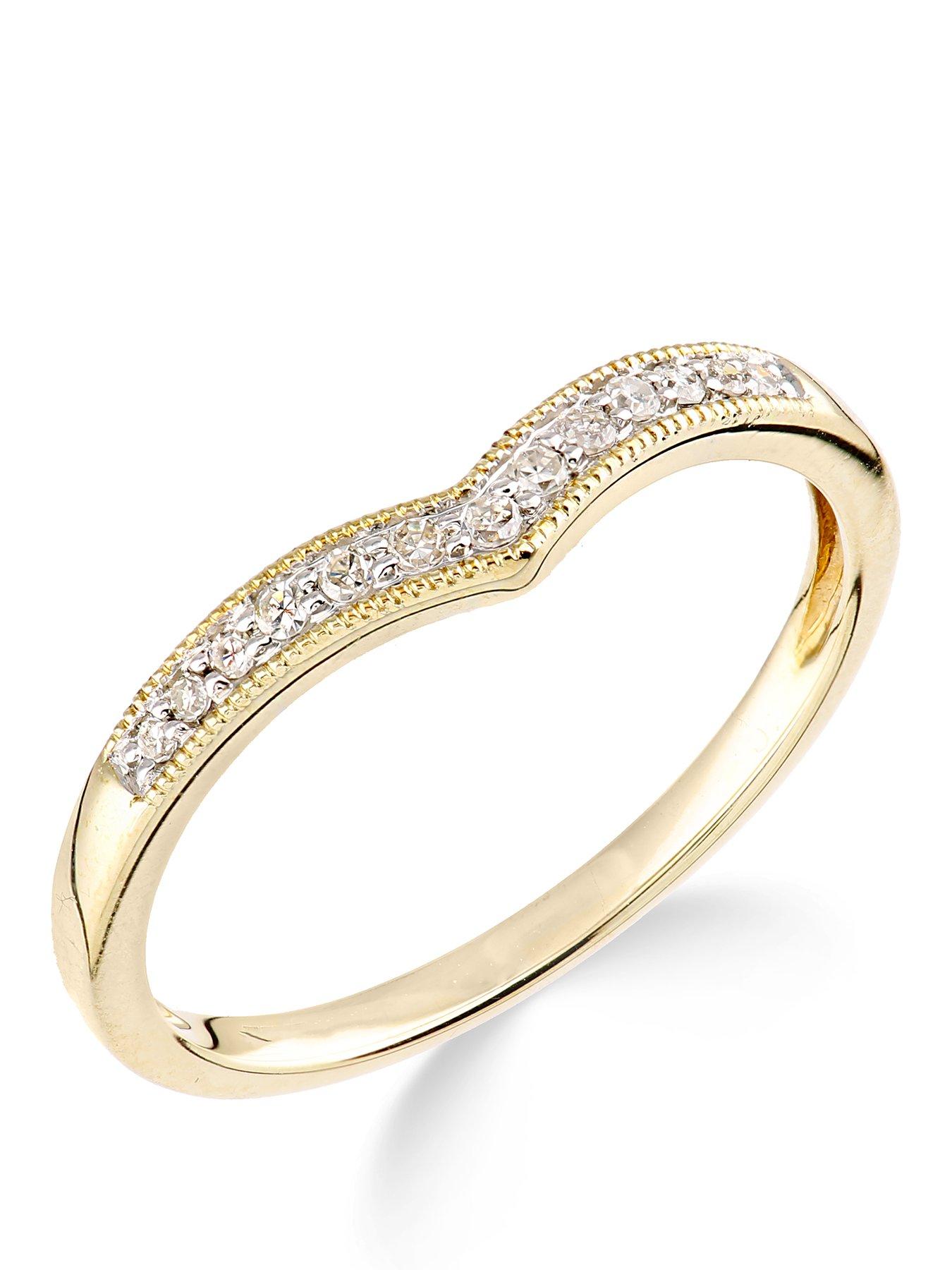 Image 1 of 5 of Love DIAMOND 9ct&nbsp;Yellow Gold Diamond Set Wish Bone Ring
