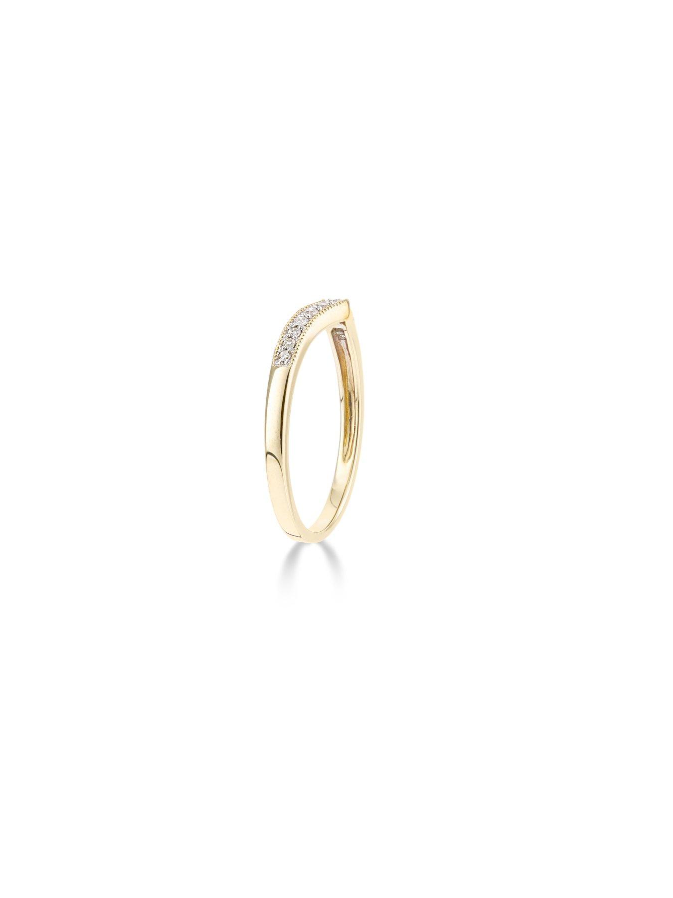 Image 2 of 5 of Love DIAMOND 9ct&nbsp;Yellow Gold Diamond Set Wish Bone Ring