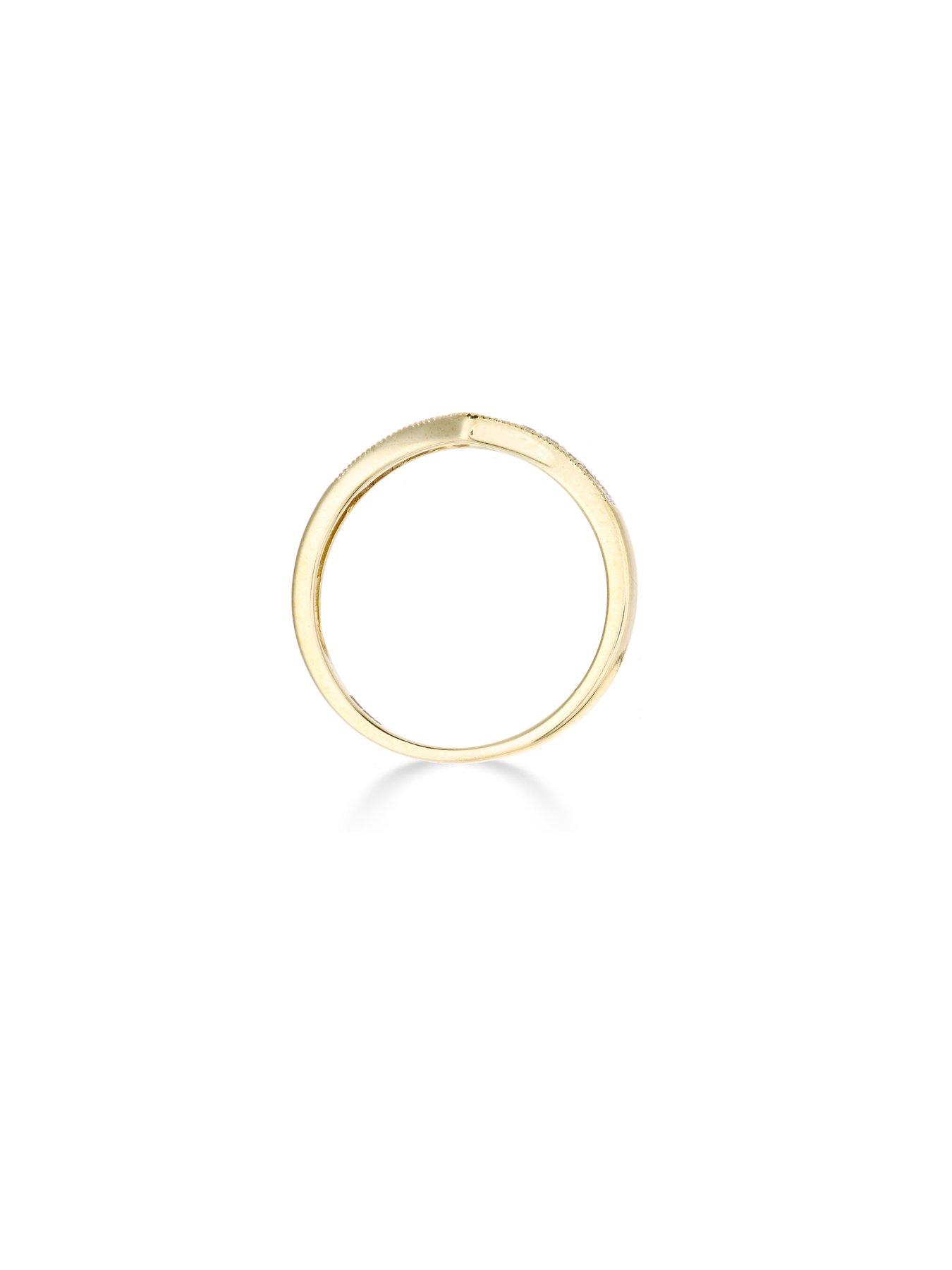Image 3 of 5 of Love DIAMOND 9ct&nbsp;Yellow Gold Diamond Set Wish Bone Ring