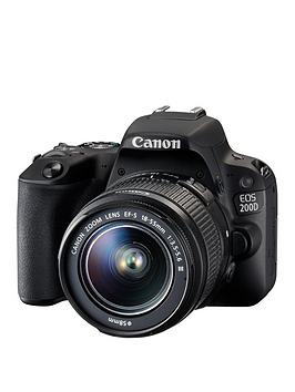 Canon Eos 200D Slr Camera In Black With 18-55Mm Non Is Dc Black Lens 24.2Mp 3.0Lcd Fhd