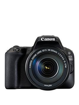Canon Eos 200D Slr Camera In Black With 18-135 Is Stm Black Lens 24.2Mp 3.0Lcd Fhd