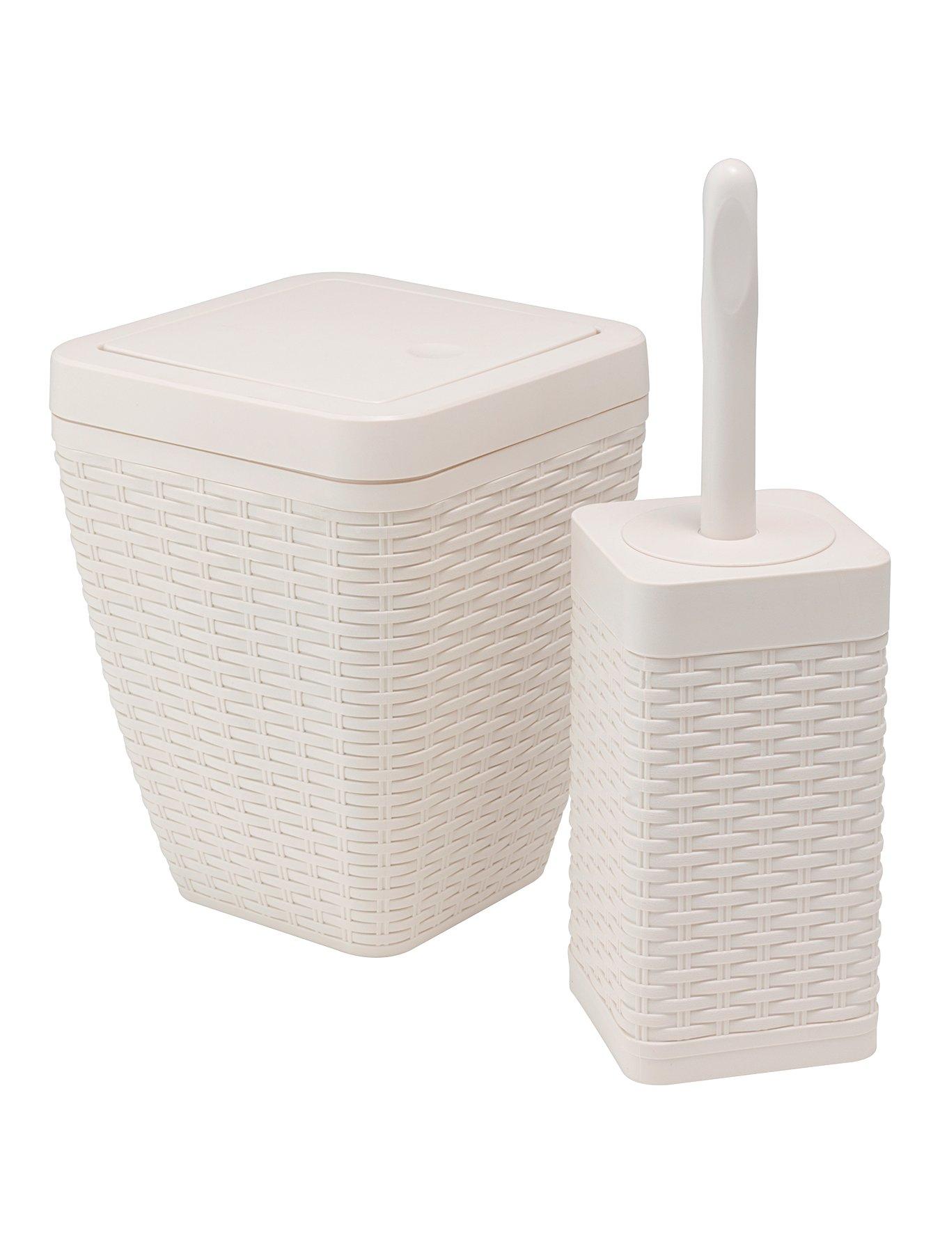 Addis Faux Rattan Toilet Brush and Bin Set