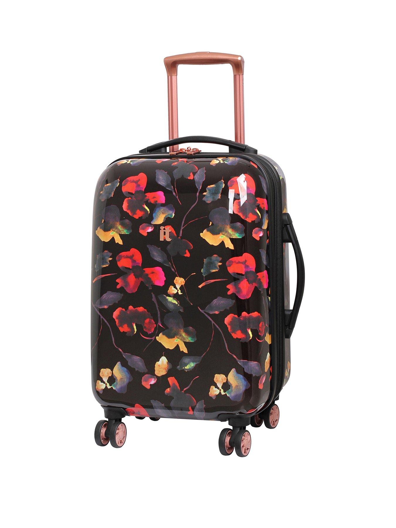 it cabin luggage black and rose gold