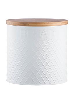 Product photograph of Typhoon Living White Embossed Bread Bin from very.co.uk