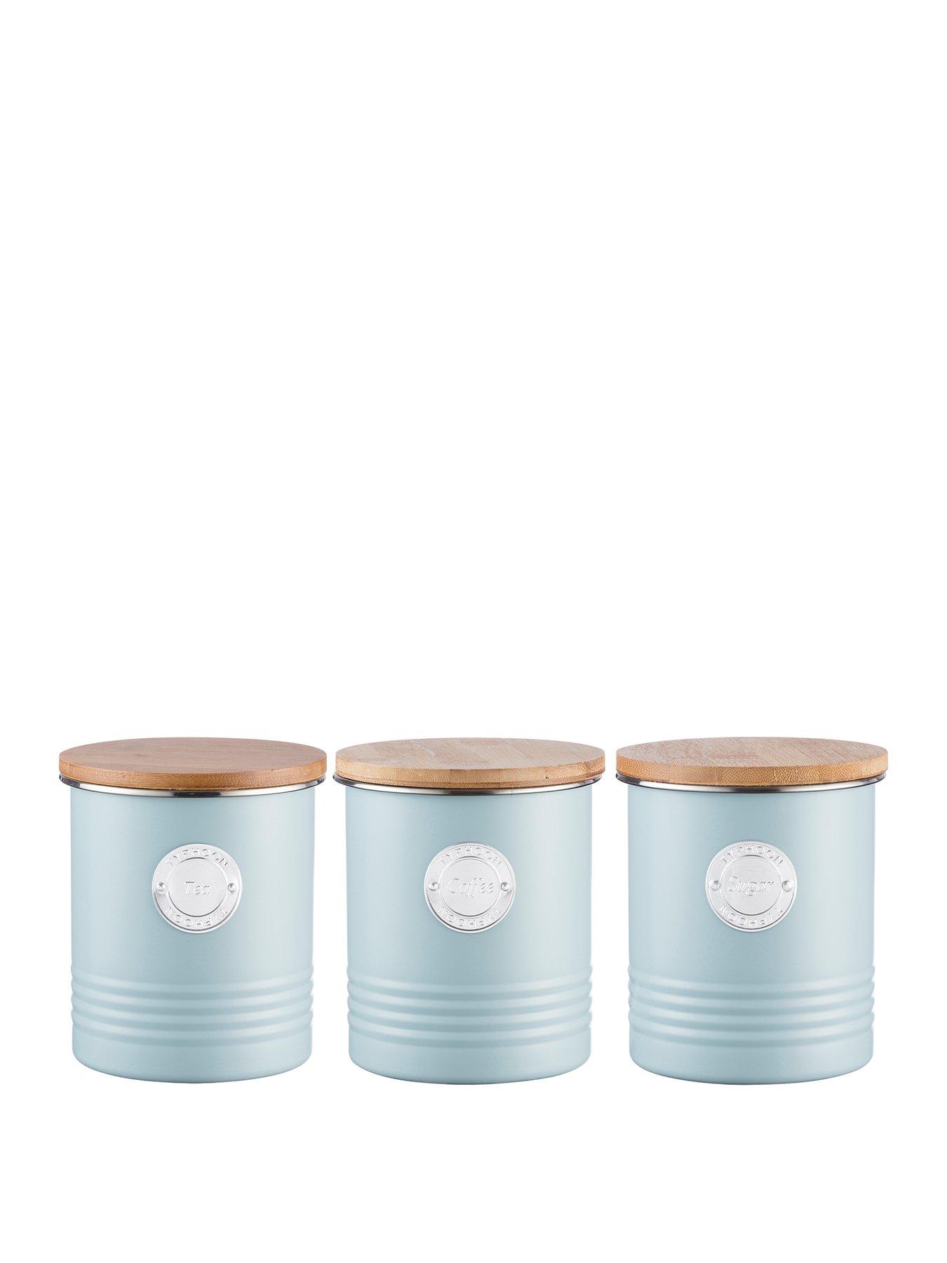 Product photograph of Typhoon Living Tea Coffee And Sugar Storage Canisters - Blue from very.co.uk