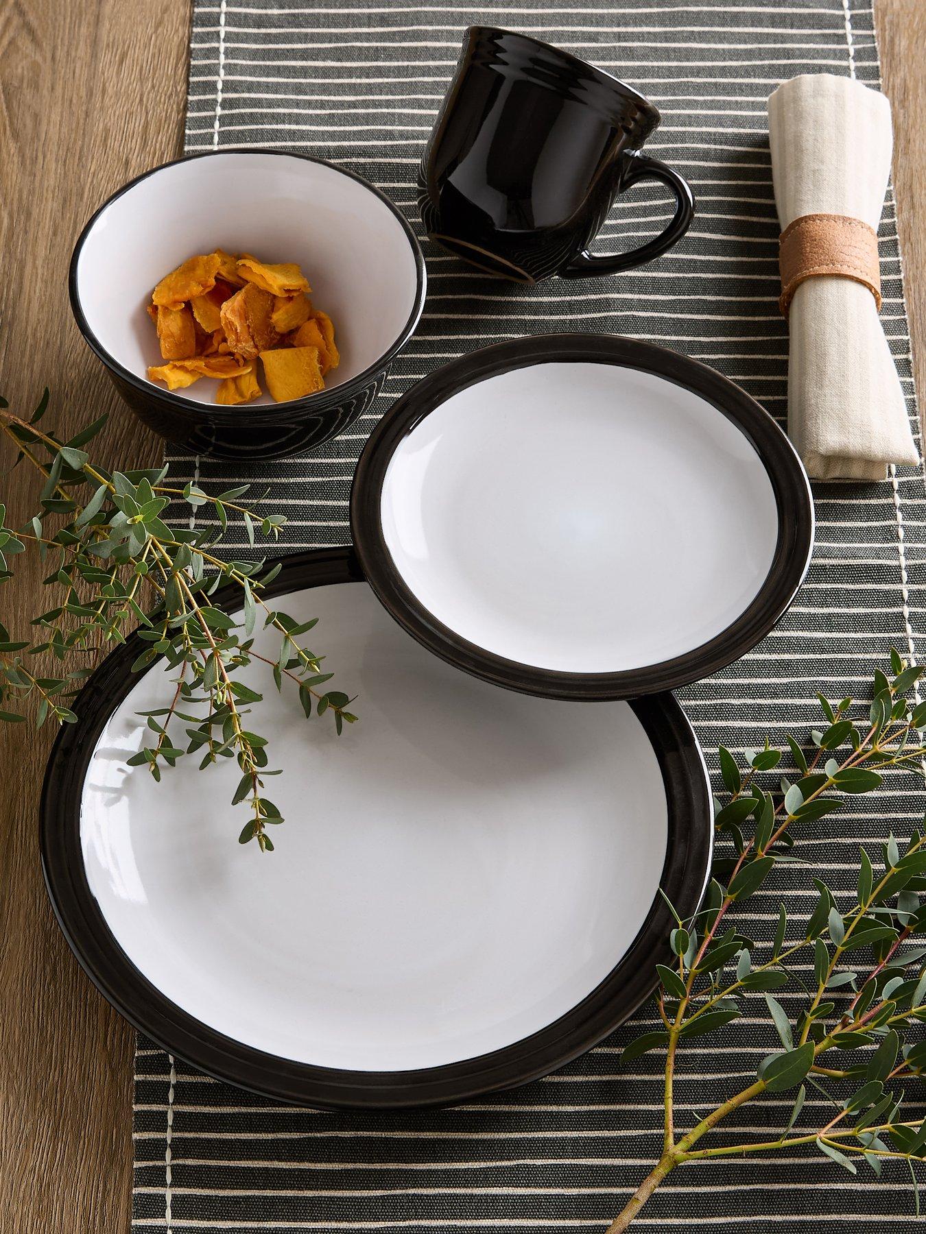 WATERSIDE Camden 16-Piece Dinner Set – Black