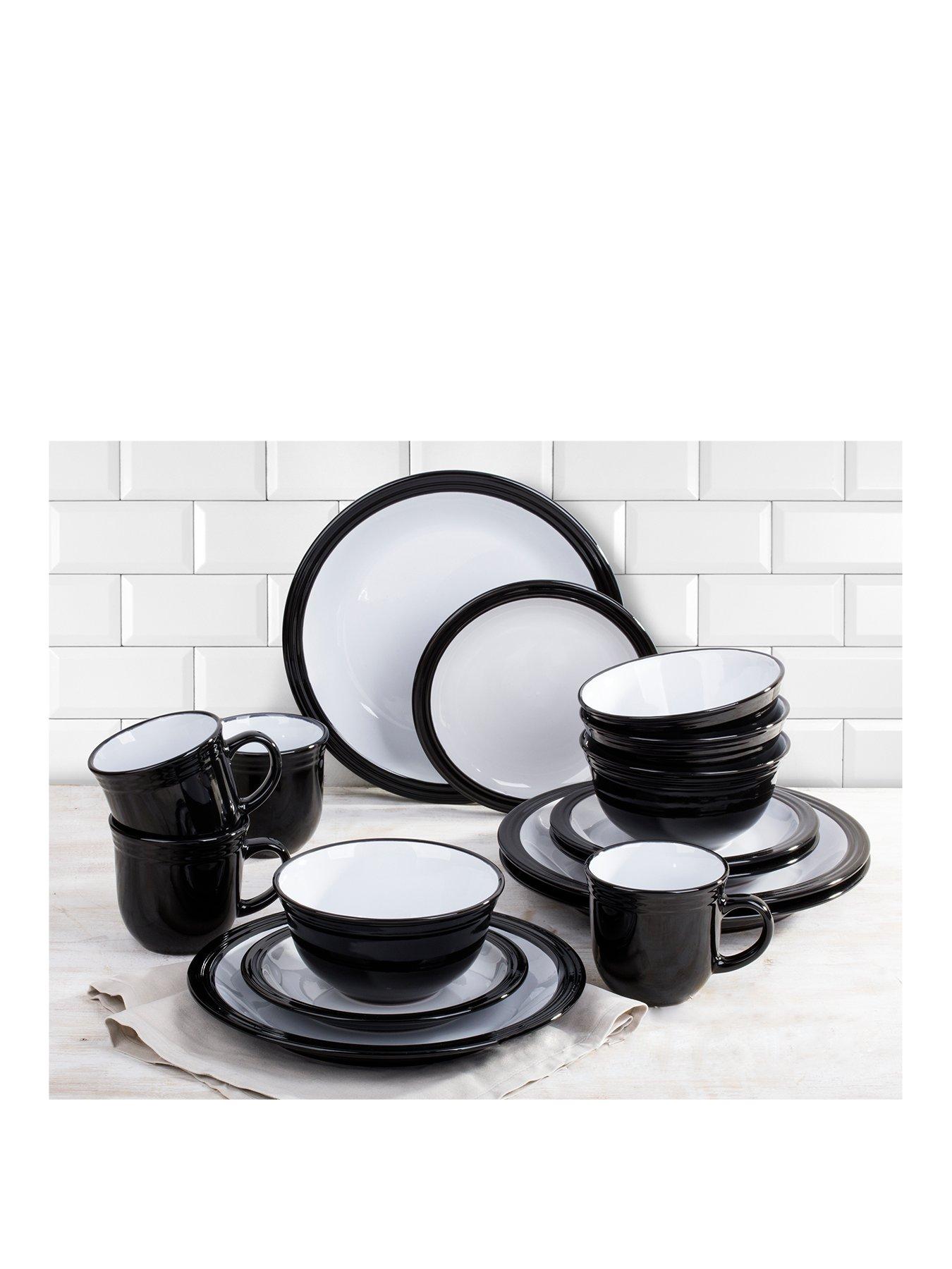 Product photograph of Waterside Camden 16-piece Dinner Set Ndash Black from very.co.uk