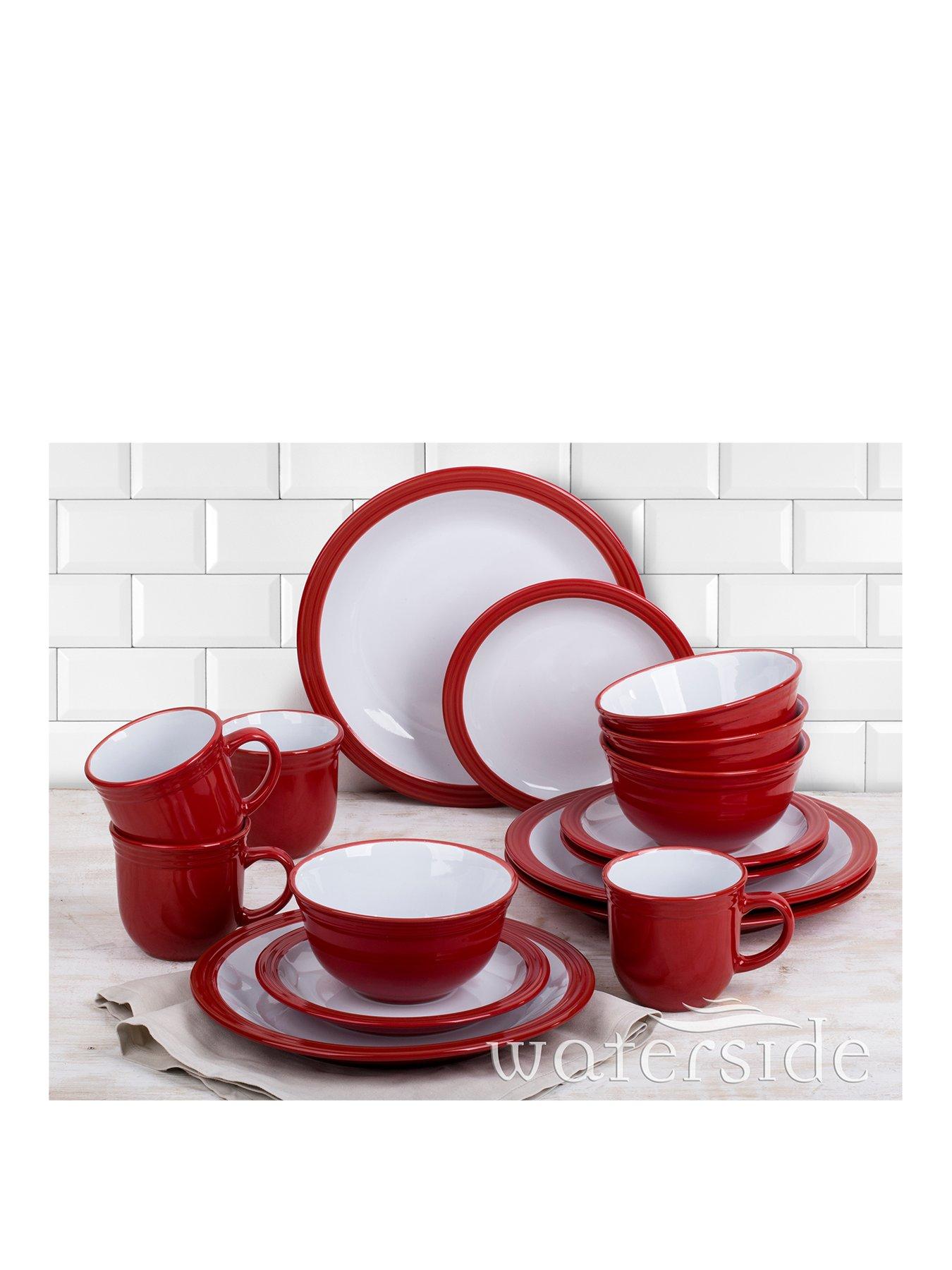 Product photograph of Waterside Camden 16-piece Dinner Set Ndash Red from very.co.uk