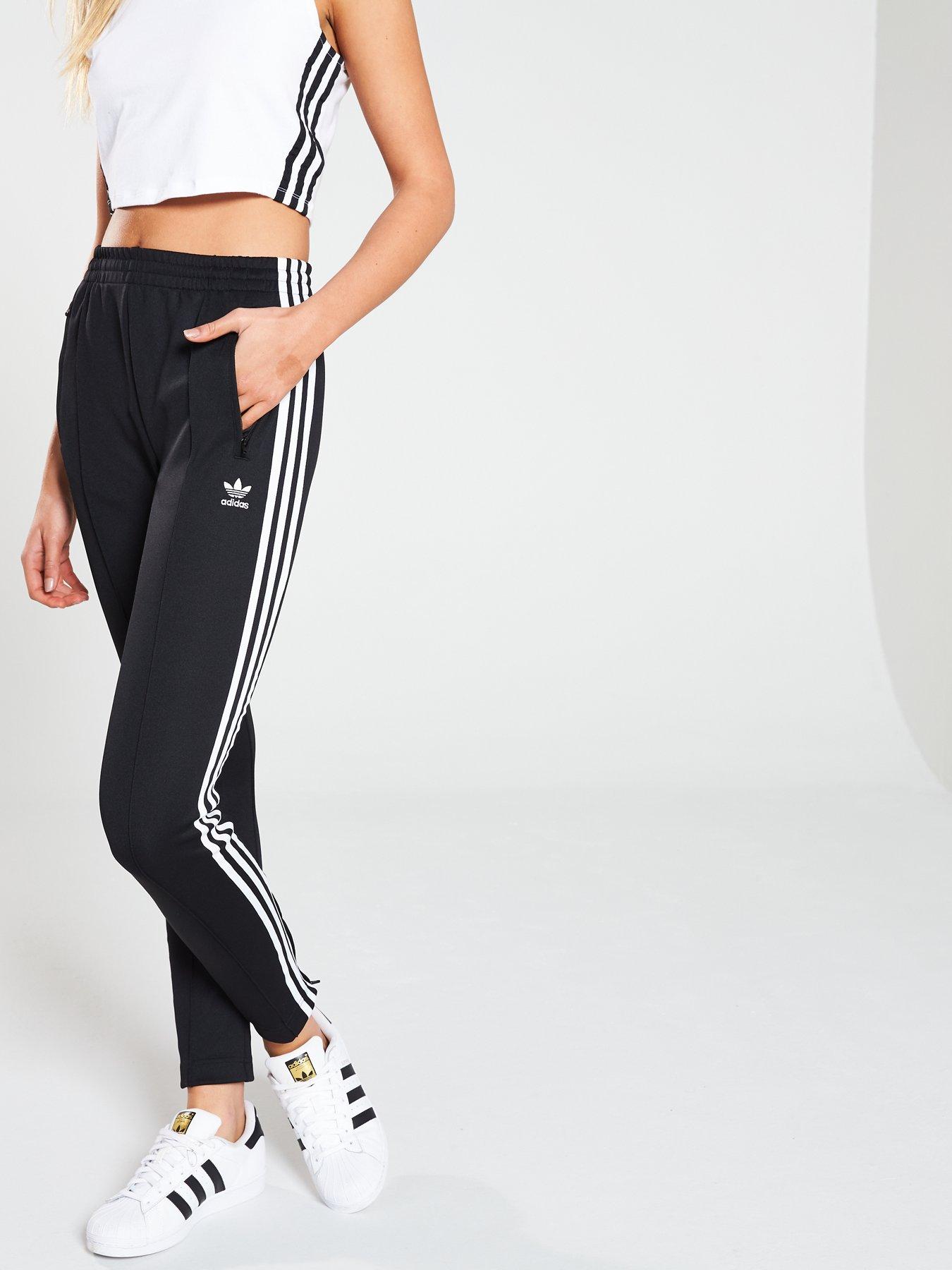 adidas originals adicolor three stripe track pants in black