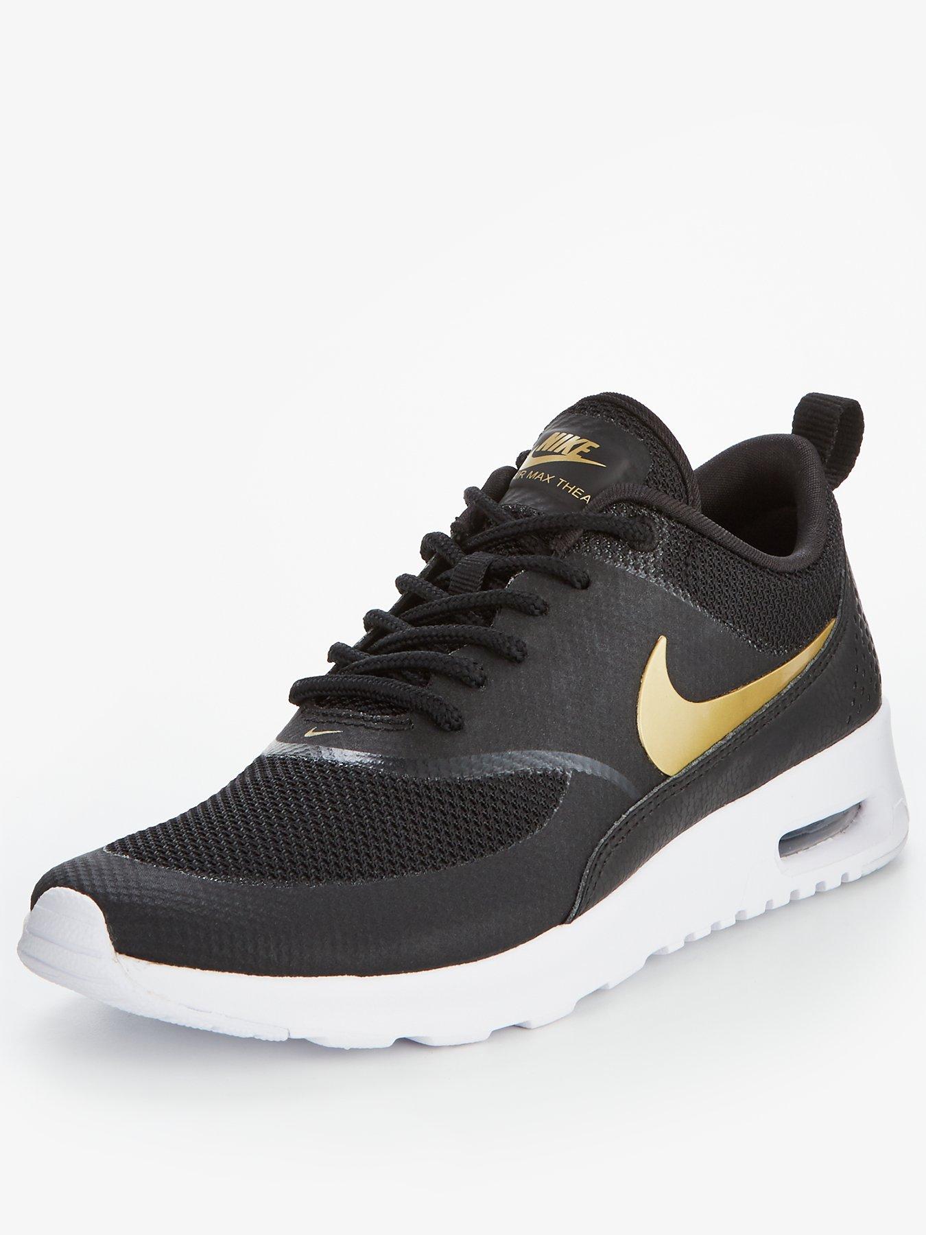 black & gold air max thea trainers