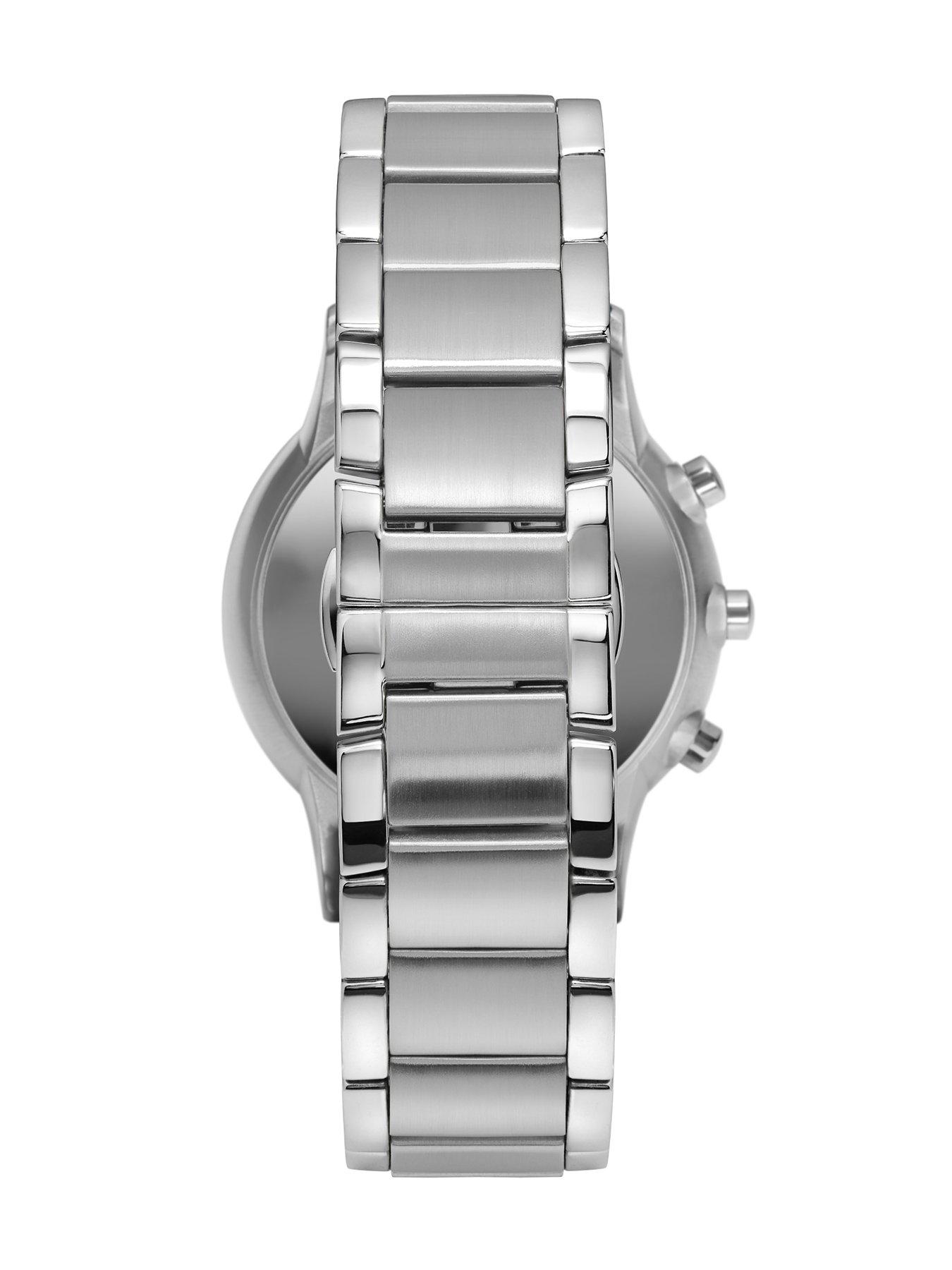 emporio armani connected silver stainless steel hybrid smartwatch