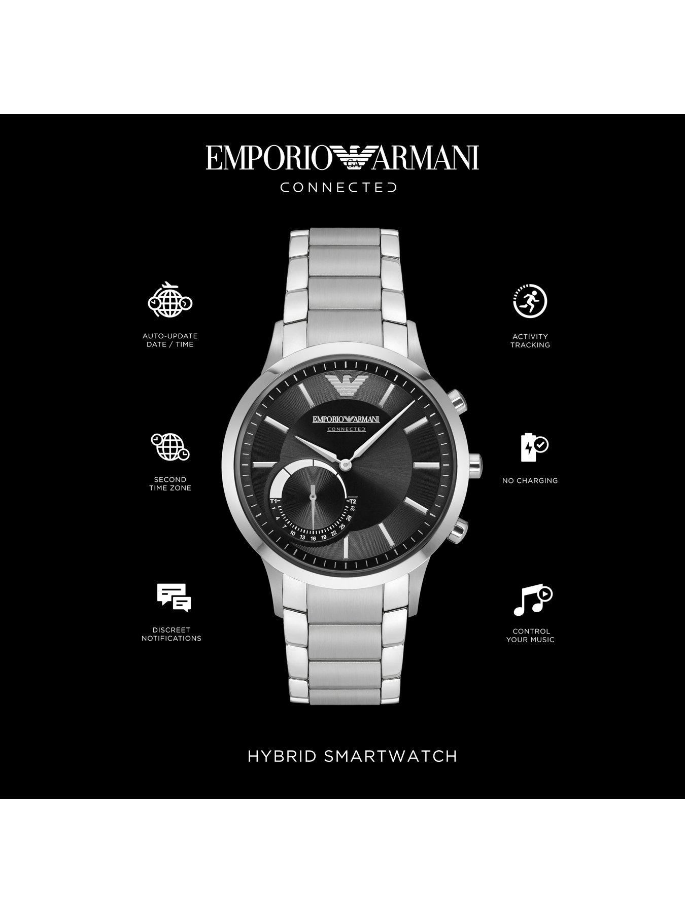 emporio armani black hybrid smartwatch