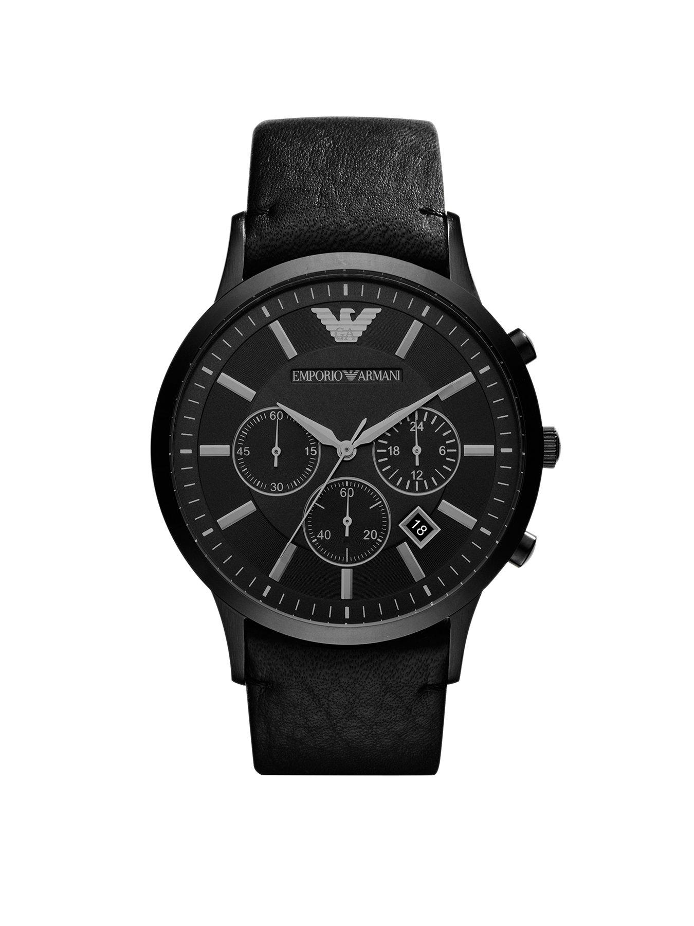 emporio armani watch men's leather strap