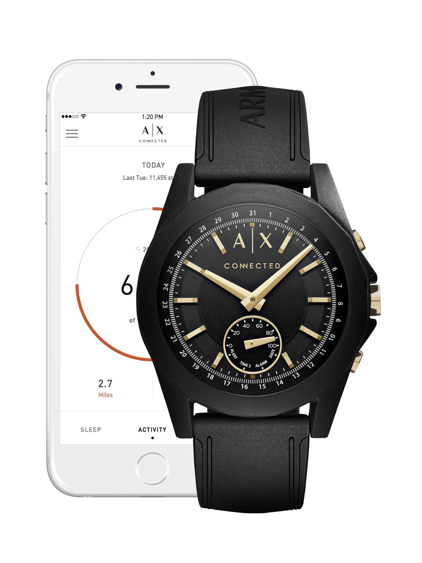 armani exchange connected men's black hybrid smartwatch