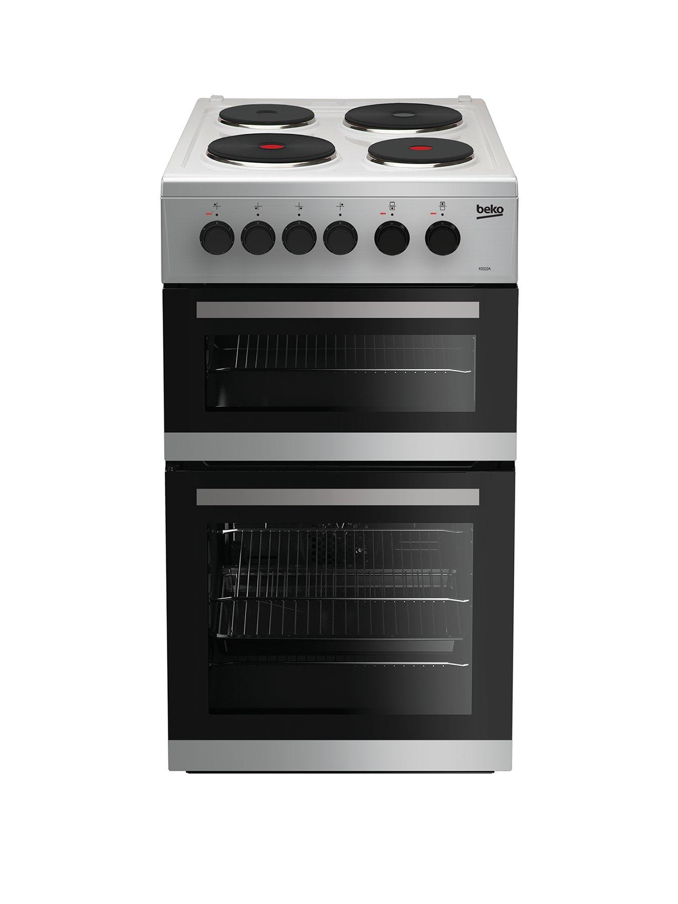 Beko Kd533As 50Cm Twin Cavity Electric Cooker – Silver With Connection
