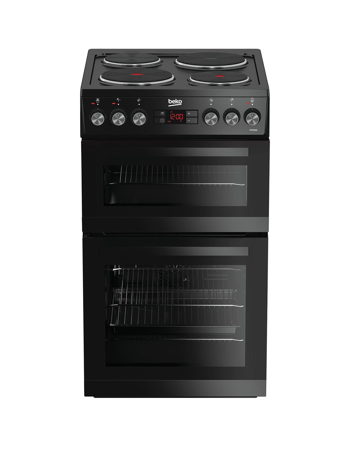 Beko Kdv555Ak 50Cm Double Oven Electric Cooker With Connection – Black