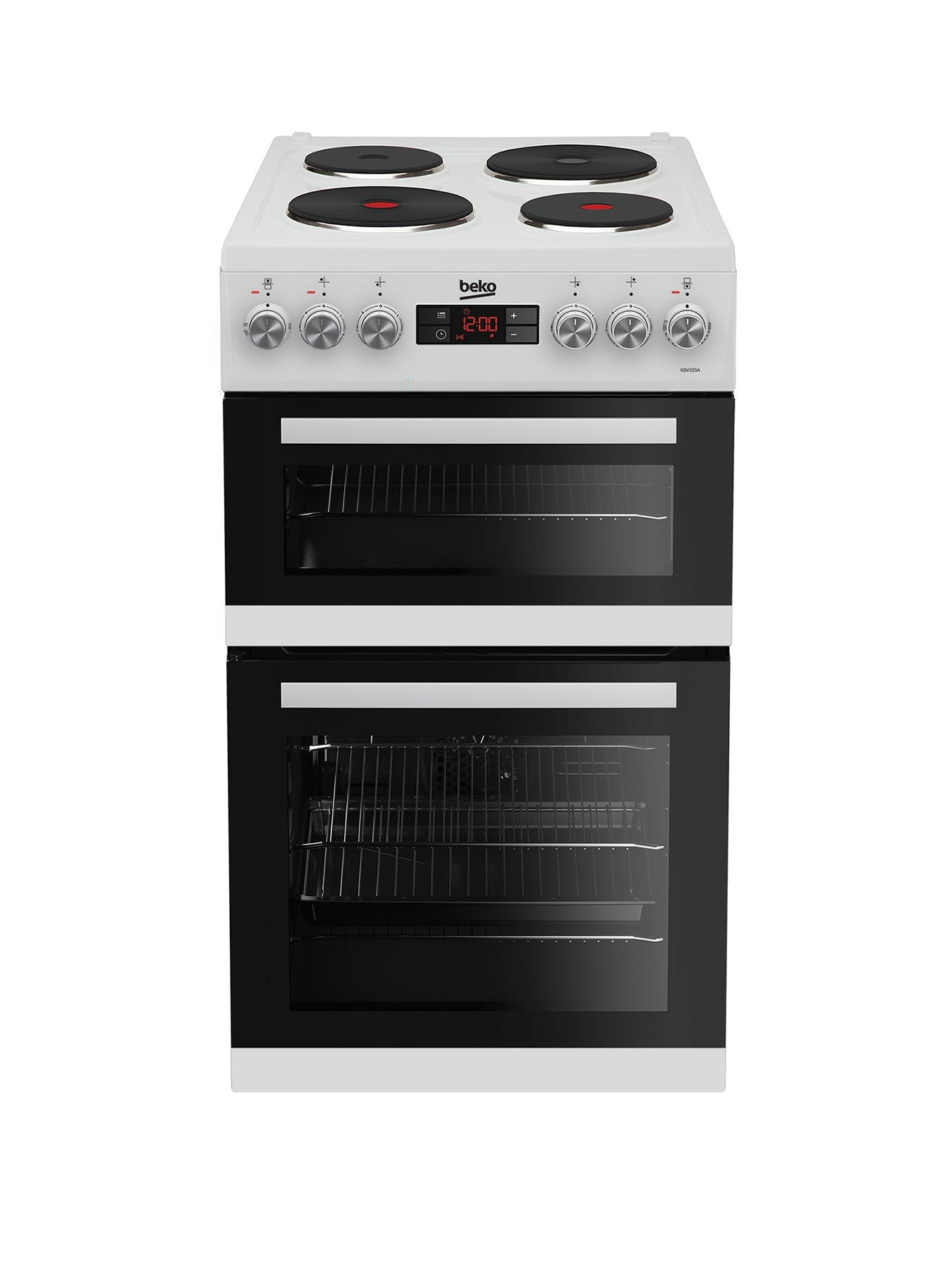 Beko Kdv555Aw 50Cm Double Oven Electric Cooker - White With Connection