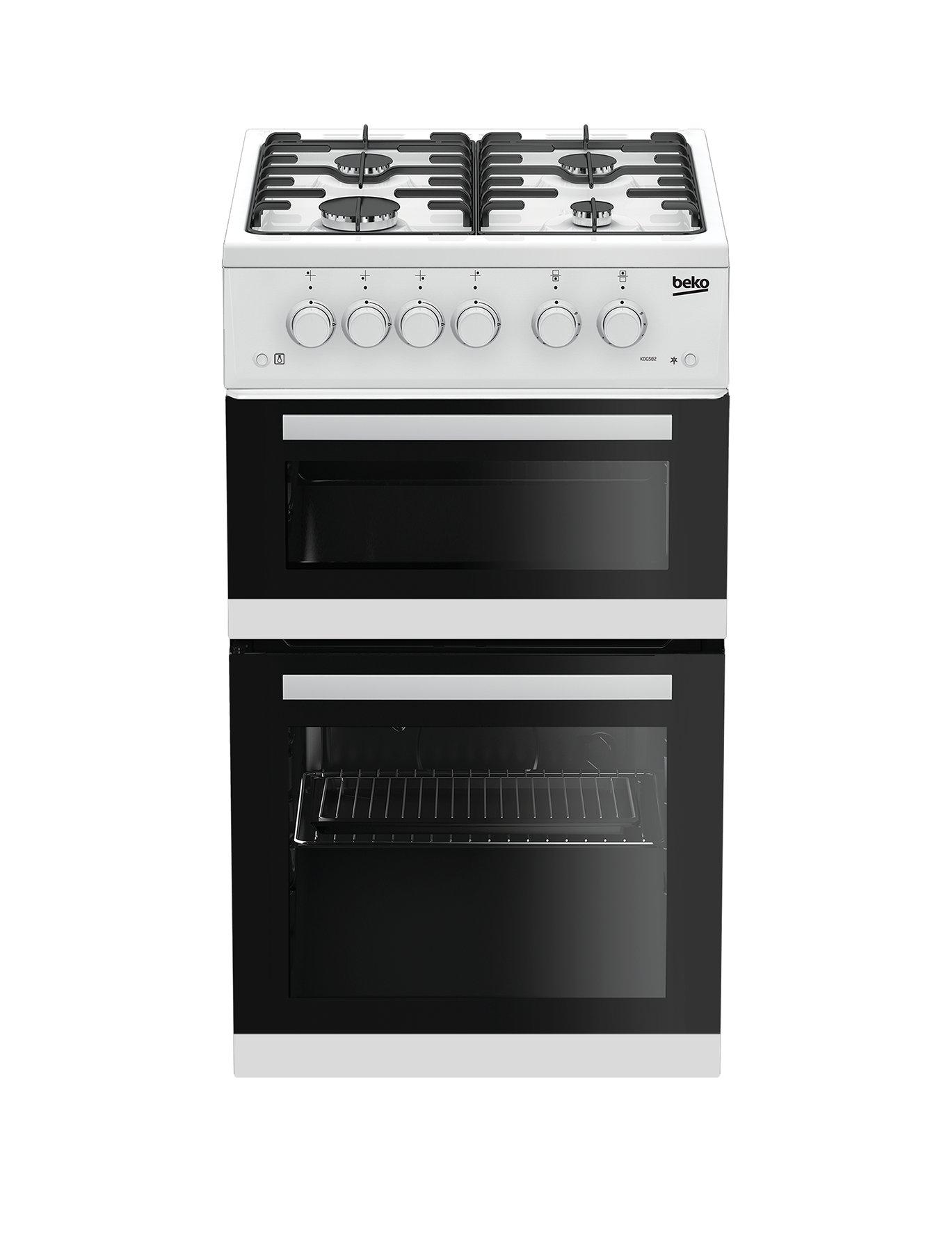 Beko Kdg582W 50Cm Wide Twin Cavity Gas Cooker With Connection – White