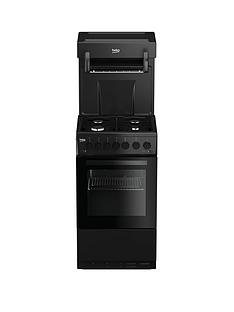 Beko KA52NEK 50cm Single Oven High Level Grill Gas Cooker - Black with Connection