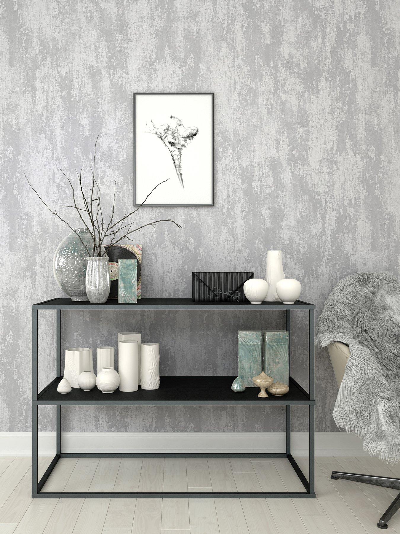 silver wallpaper living room