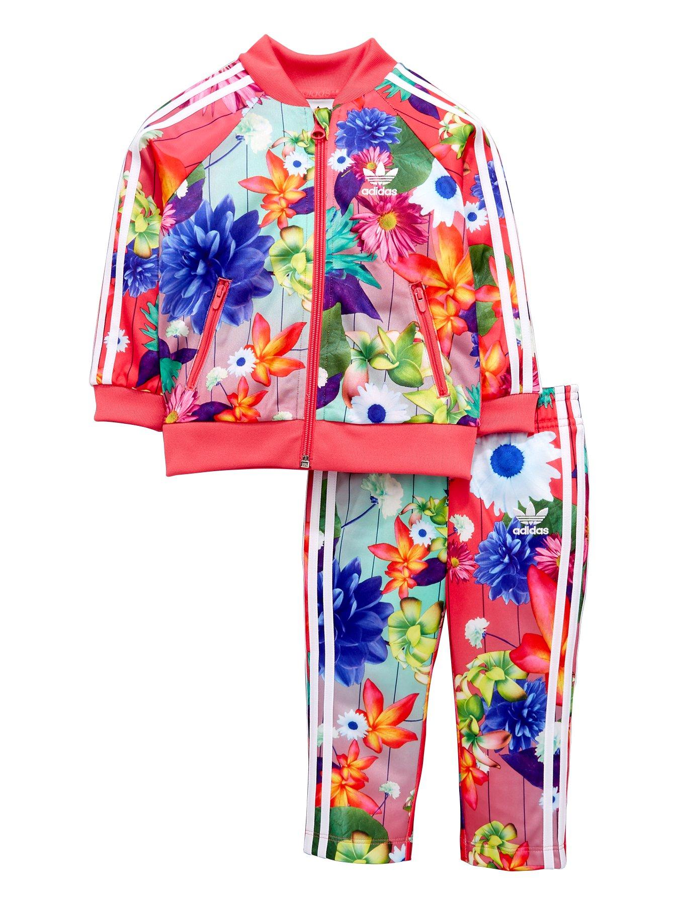 pink floral adidas tracksuit