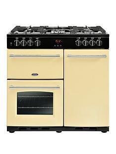 Belling 90DFT Farmhouse 90cm Dual Fuel Range Cooker with Connection - Cream