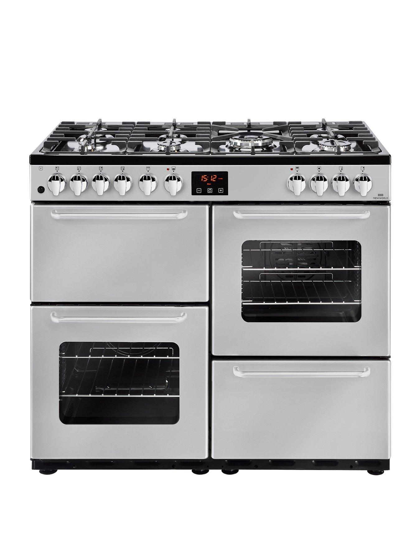 New World Nw 100Dft 100Cm Dual Fuel Range Cooker With Connection - Silver