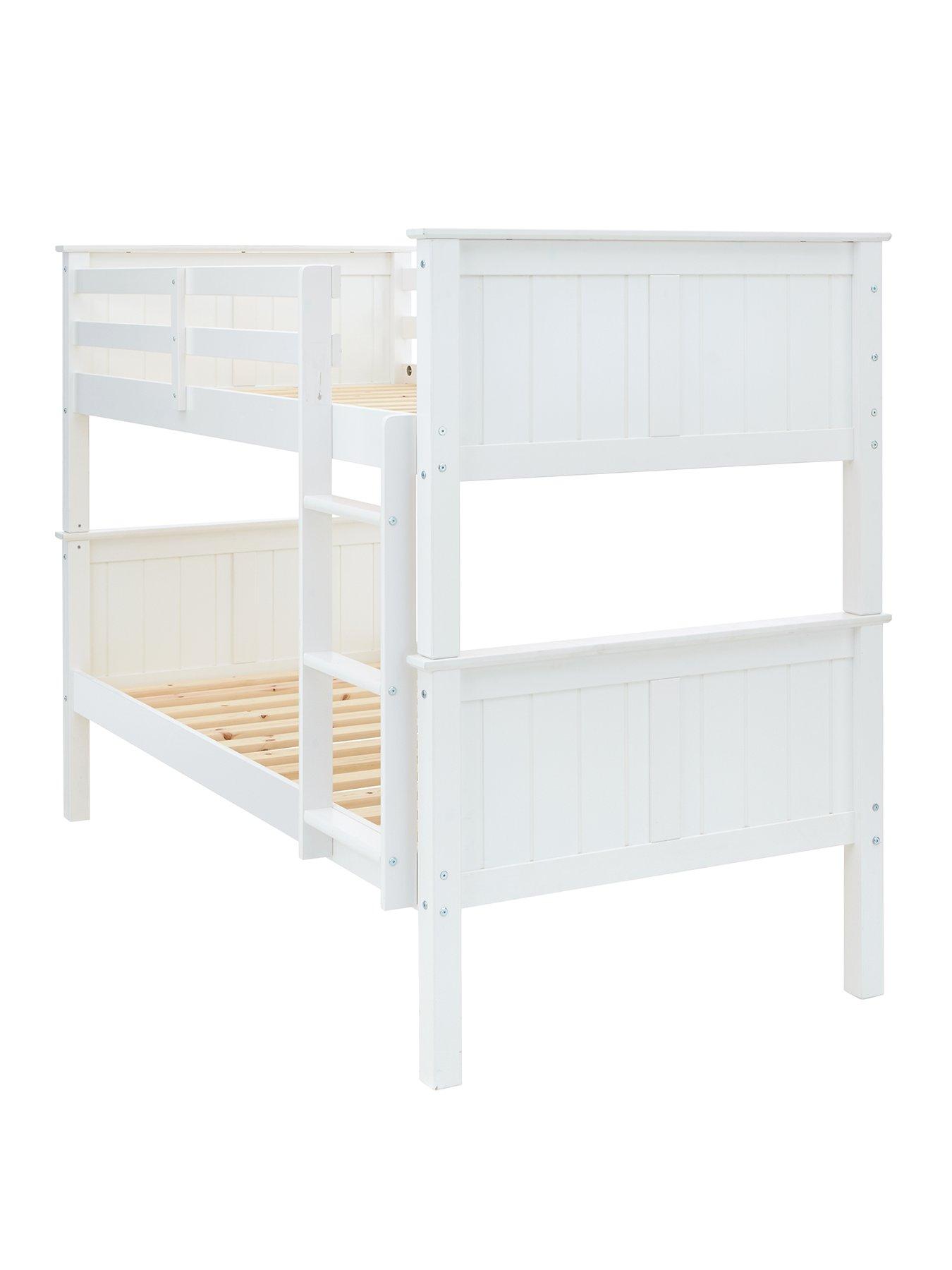 Happy Beds Atlantis White Finished Solid Pine Wooden Bunk Bed With 2x Spring Mattress