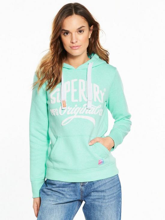 Superdry Slogan Hoodie - Lagoon Green | very.co.uk