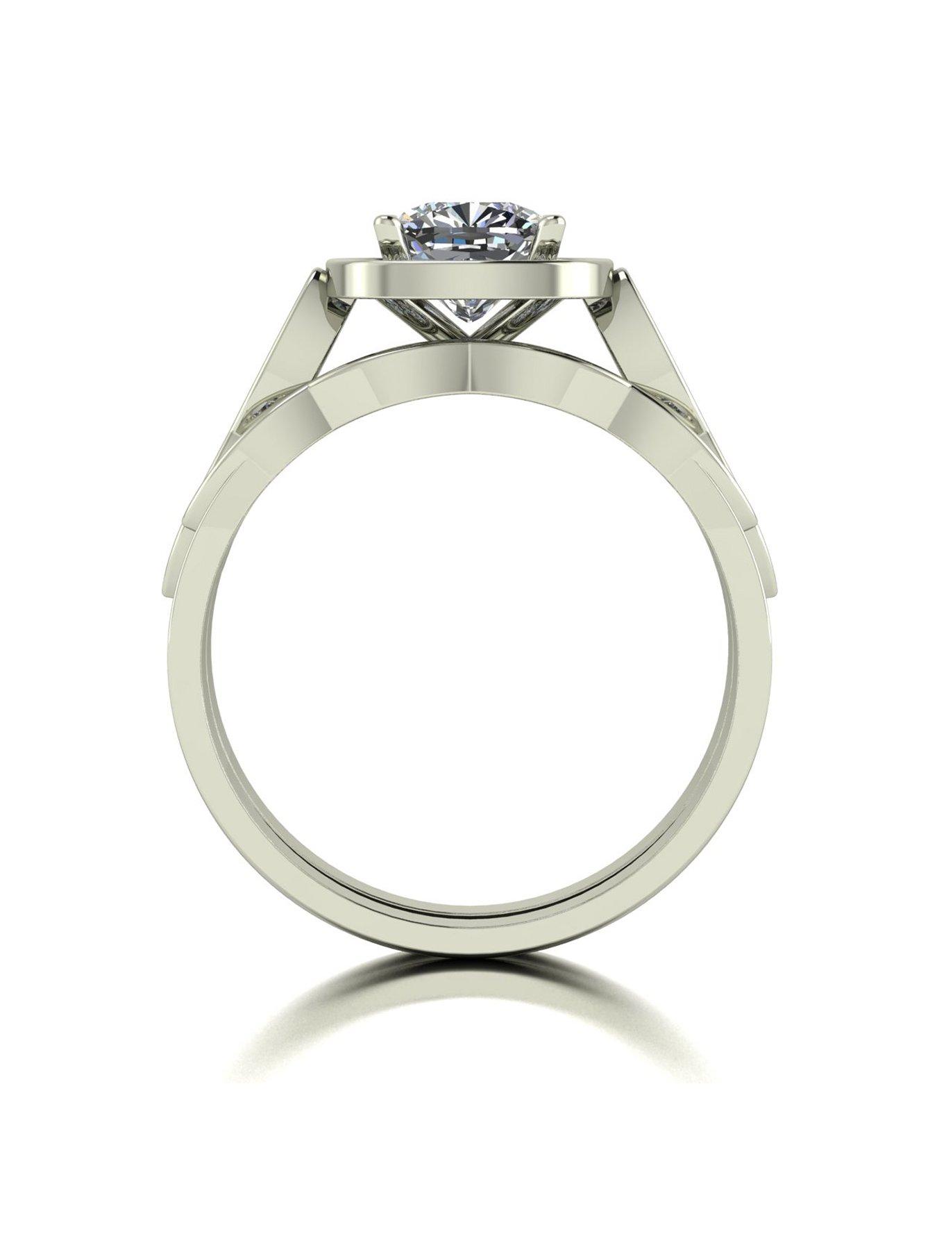 Women 9ct Gold 1.75ct Equivalent Total Cushion Cut Ring Set