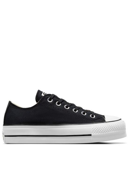 front image of converse-womens-lift-ox-trainers-blackwhite