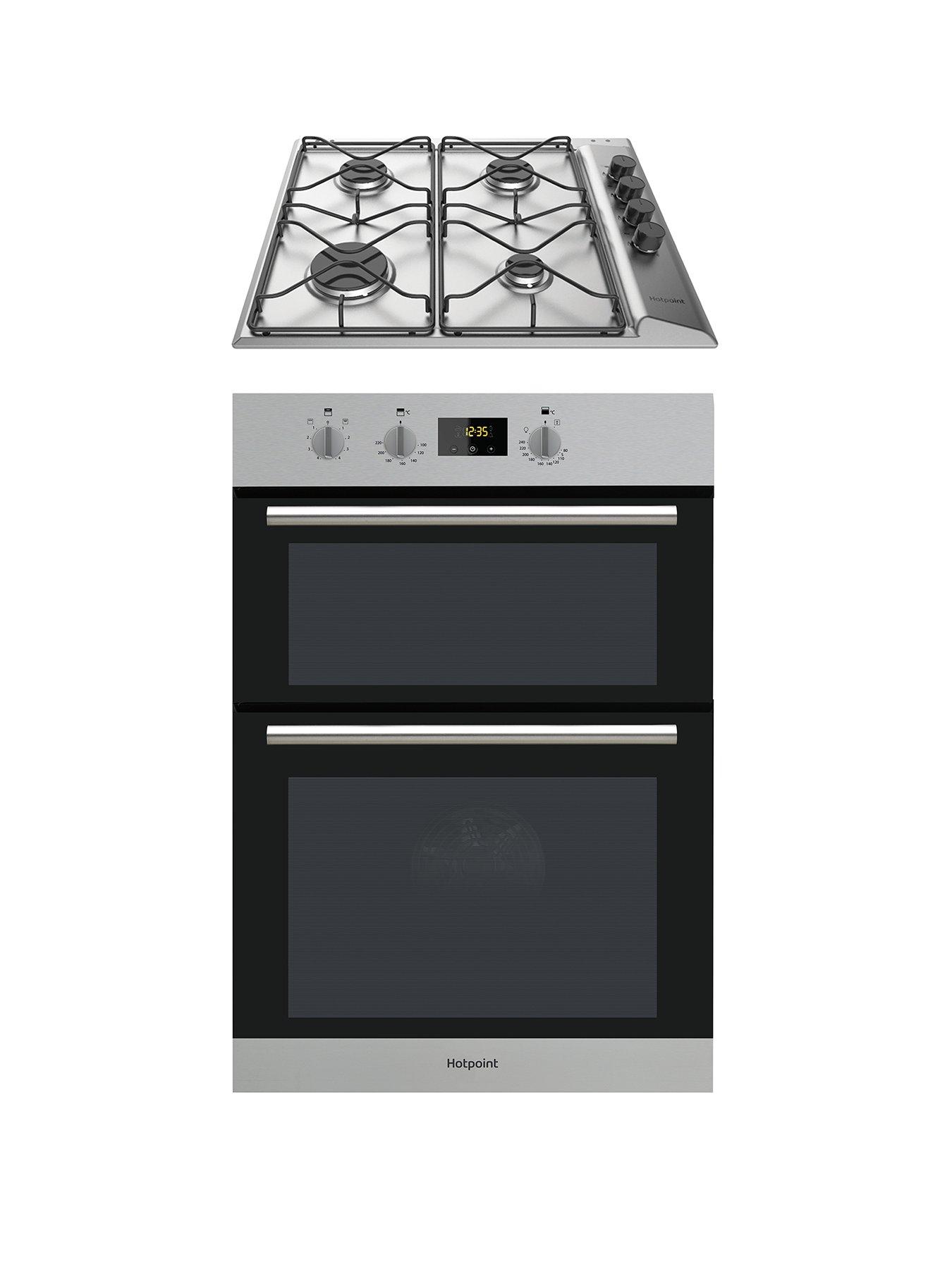 Hotpoint Class 2 Dd2540Ix 60Cm Built-In Double Electric Oven And Pan642Ix Gas Hob With Flame Safety Device – Stainless Steel/Black
