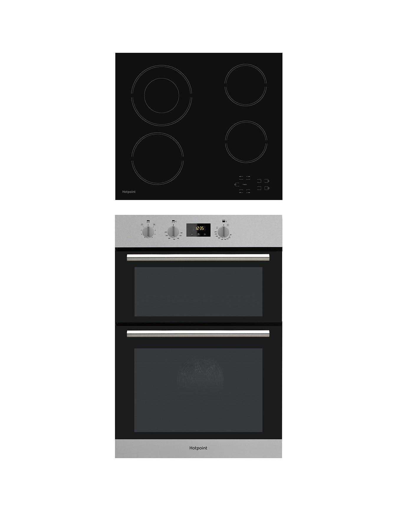Hotpoint Class 2 Dd2540Ix 60Cm Built-In Double Electric Oven And Hr612Ch Ceramic Hob - Stainless Steel/Black