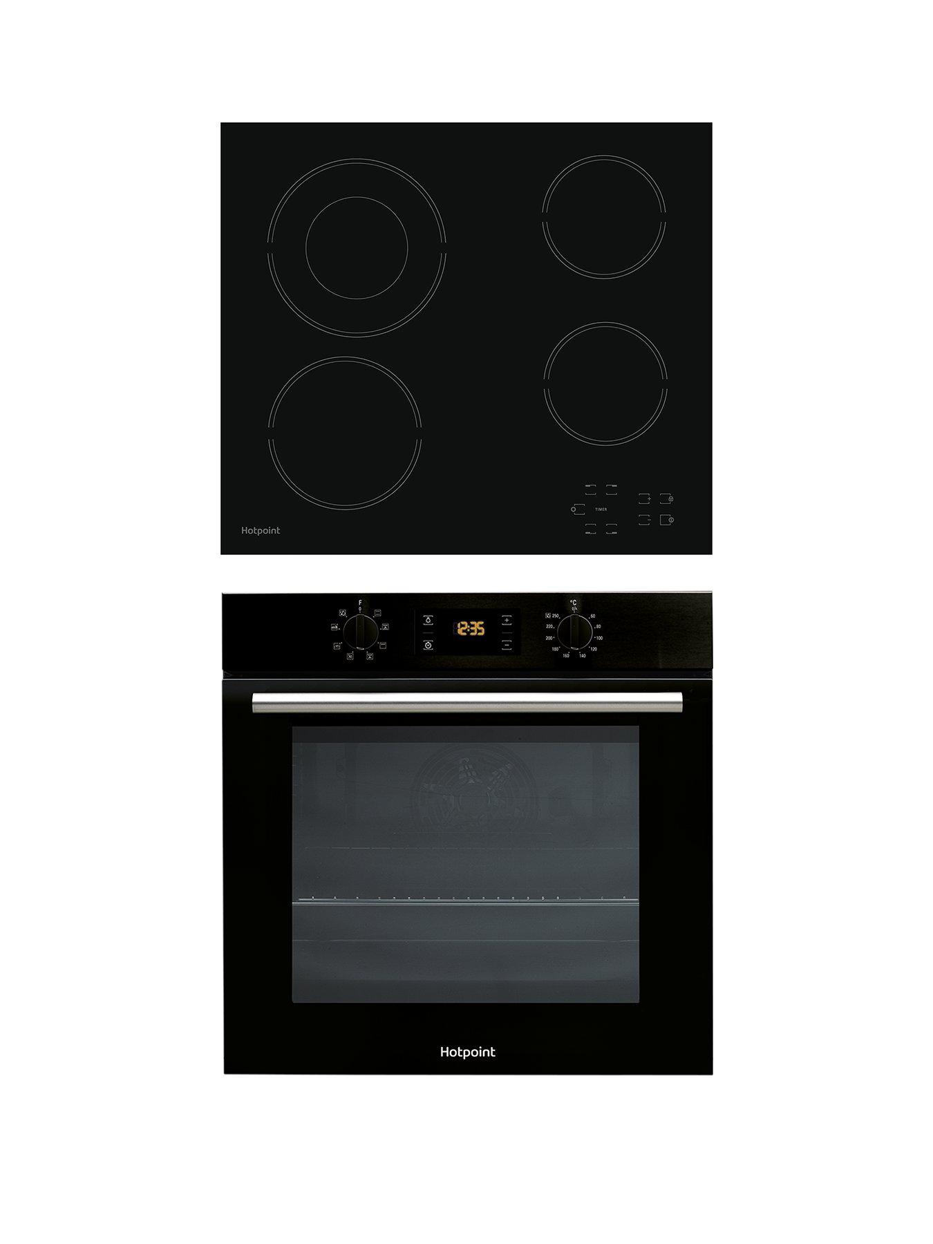 Hotpoint Sa2540Hbl 60Cm Built-In Single Electric Oven And Hr612Ch Ceramic Hob - Black