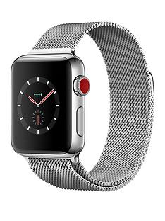 Apple Watch Series 3 (GPS + Cellular), 38mm Stainless Steel Case with Milanese Loop