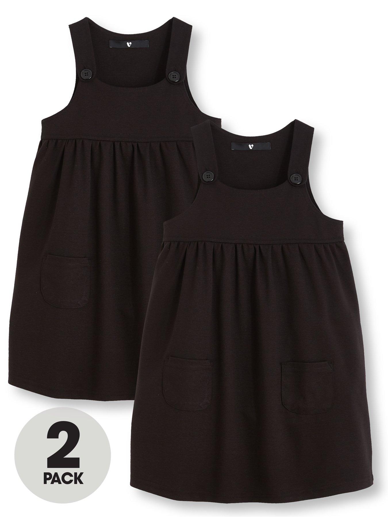 2 Pack Jersey Pinafore School Dresses 