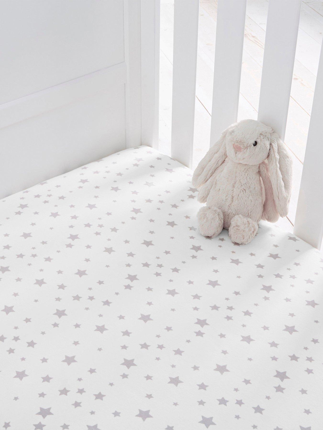 Silentnight Safe Nights 2 x Fitted Sheets Cot Bed Star Print Very