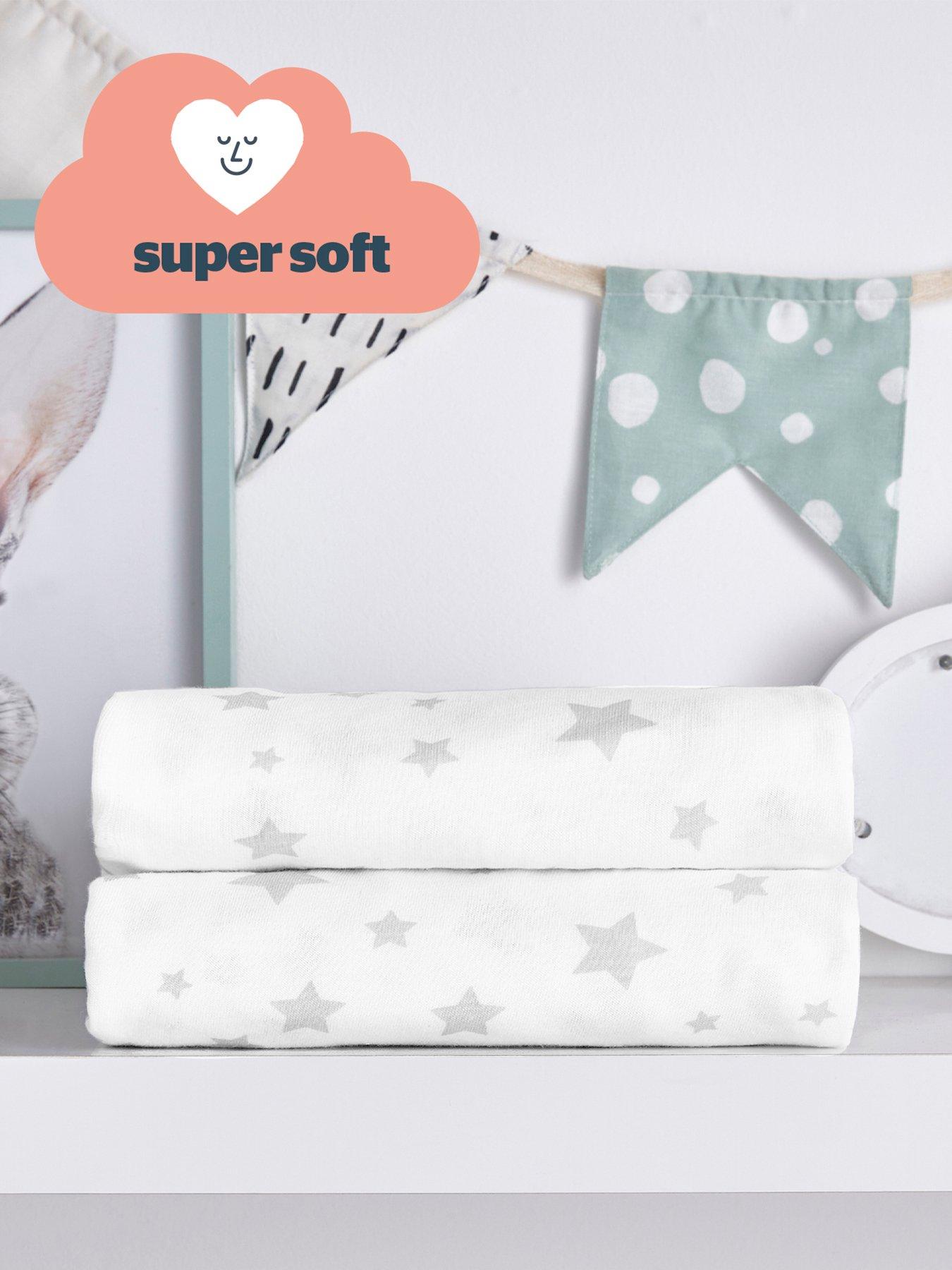 Silentnight Safe Nights 2 X Fitted Sheets Cot Bed Star Print Uk 4317