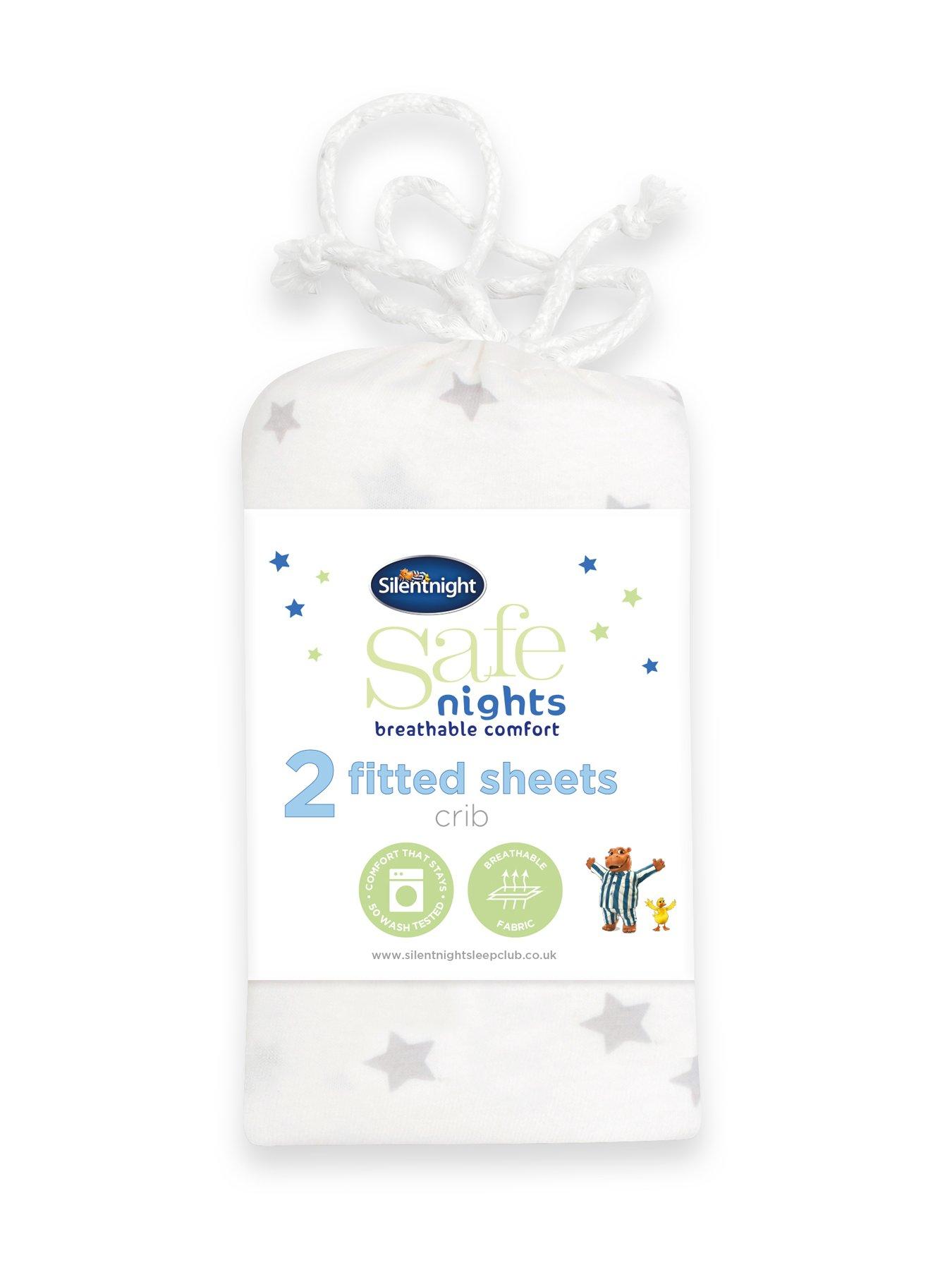 Silentnight Pack Of 2 Jersey Printed Stars Fitted Crib Sheets