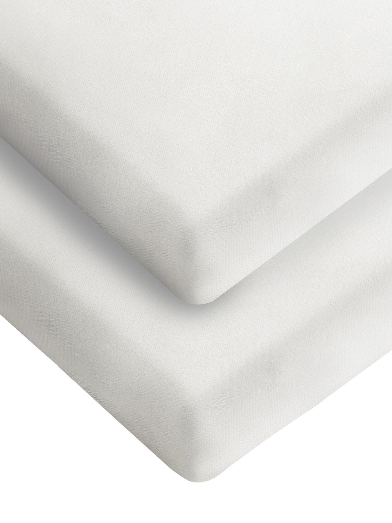 undefined Safe Nights 2 x Pack 100% Cotton Crib Fitted Sheets - 90cm x 40cm - White