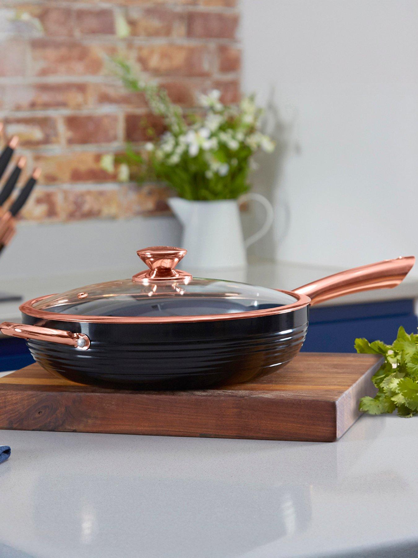 Tower Linear Rose Gold 28 cm Sauté Pan in Black