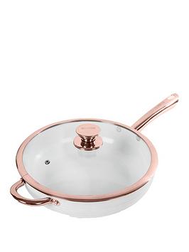 Product photograph of Tower Linear Rose Gold 28 Cm Saut Eacute Pan In White from very.co.uk